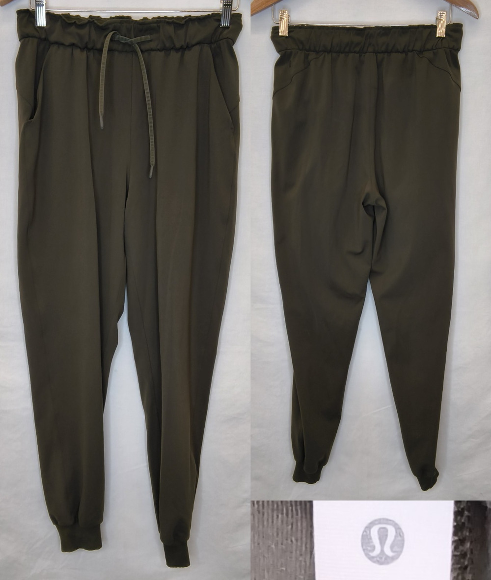 Lululemon Pant Jogger Women's 6 Olive Green Tie Waist Cinch Bottoms #W5672